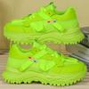 Fluorescent Green Platform Sneakers Chunky Casual Shoes Women Sneakers Breathable Sports Shoes Thick Sole Sneakers Woman Shoes