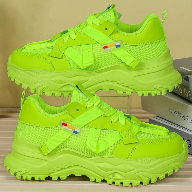 Sneakers Piattaforma Verde Fluorescente Scarpe Casual Chunky Sneakers da Donna Scarpe Sportive Traspiranti Sneakers con Suola Spessa Scarpe da Donna