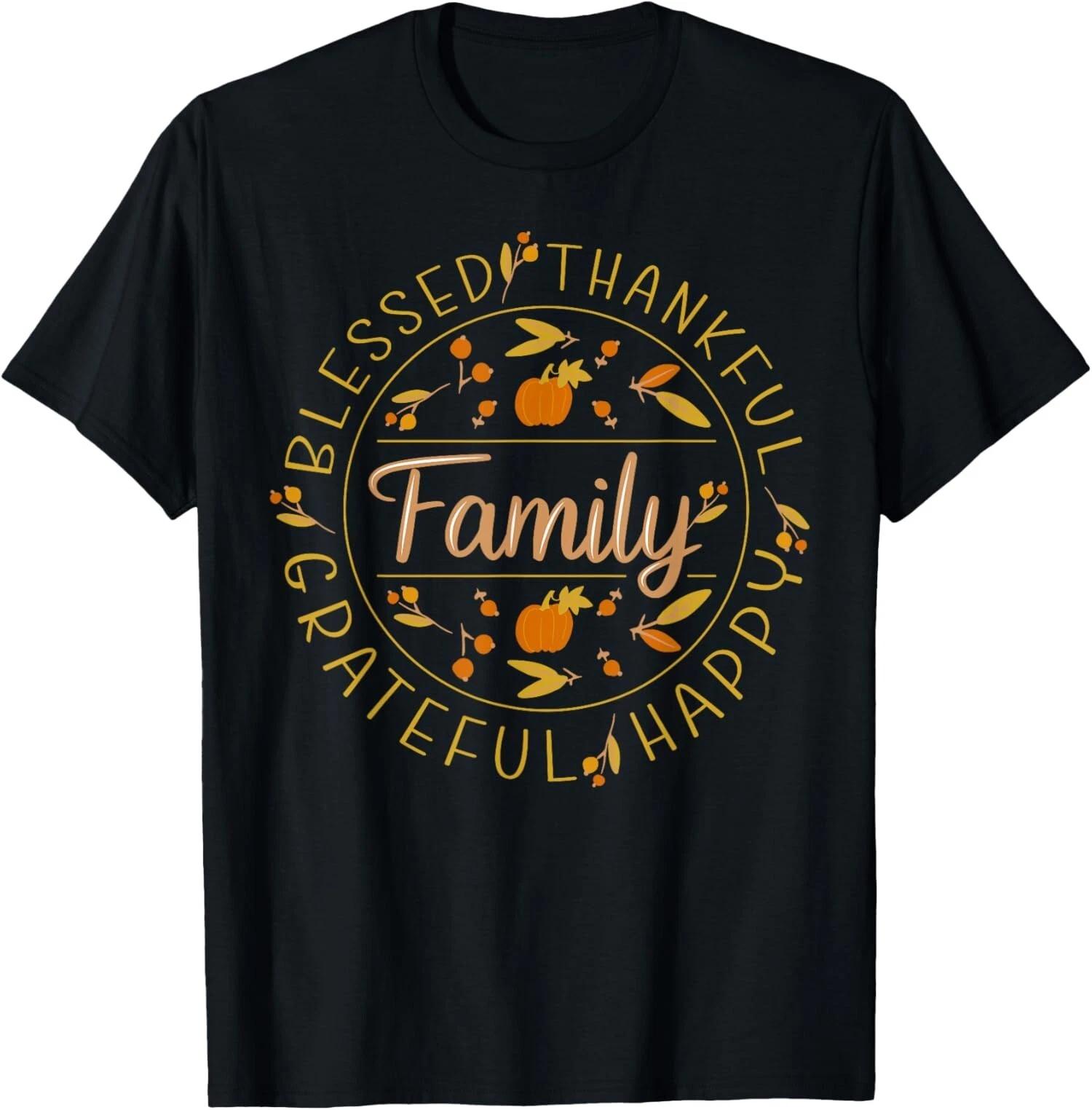 Blessed Thankful Family Thanksgiving T-Shirt S