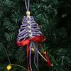 Hand-Woven Christmas Tree Ornaments Rustic Xmas Tree Shaped Handicrafts with Golden Cow Bell And Red Bow for Winter New Year Party Decorations