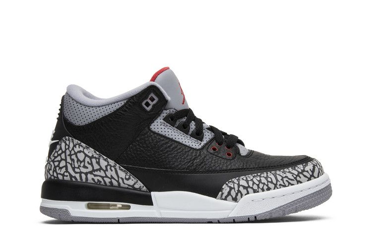 Kids' Sneakers Jordan 3 Retro Black Cement (2018) (GS) Black/Fire Red-Cement Grey-White