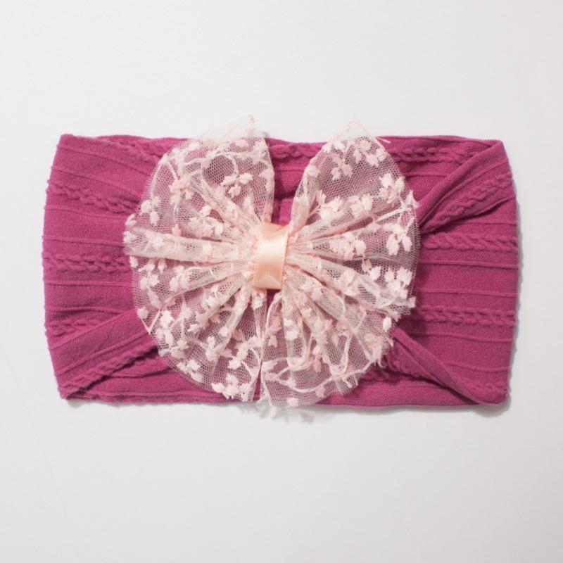New Jacquard Baby Elastic Headband, Cute Lace Bow Children's Headscarf, Thin Baby Headband