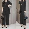 Women's Loose Fit Two-Piece Outfit Set Long Sleeve Open Front Cardigan High Waist Wide Leg Pants Matching Suit