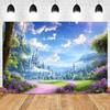 Spring Castle Floral Backdrop Wonderland Forest Flower Baby Kids Birthday Party Wedding Photography Background Decor Studio Prop18