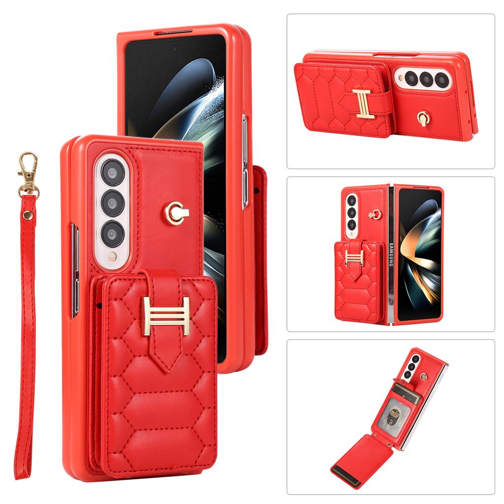 Crossbody Lanyard Phone Case for Samsung Galaxy Z Fold 7 6 5 4 3 Fold7 Fold6 Folio Wrist Strap Leather Card Holder Wallet Cover