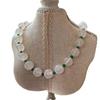 Retro Large Particle Natural White Chalcedony Natural Green Chalcedony Agate Contrasting Color Necklace Women'S Collarbone Chain Neck Chain