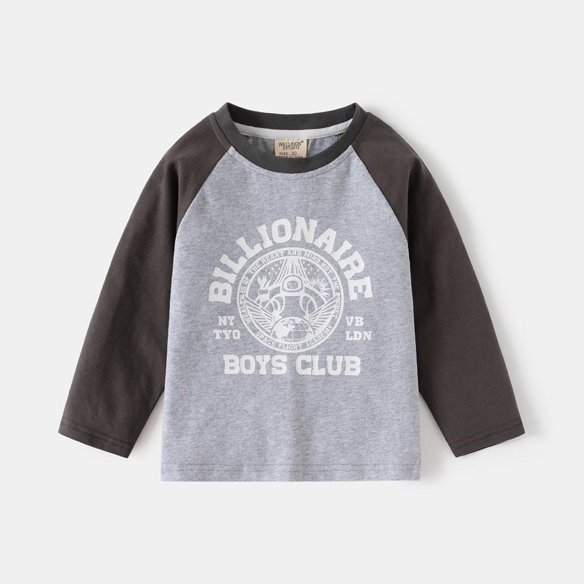 

2025 Весна и Осень Новые Мальчики Рукава Плеча Хлопок Футболка Детская Длинный Рукав Нижняя Рубашка Детский Топ Детская Одежда 120cm