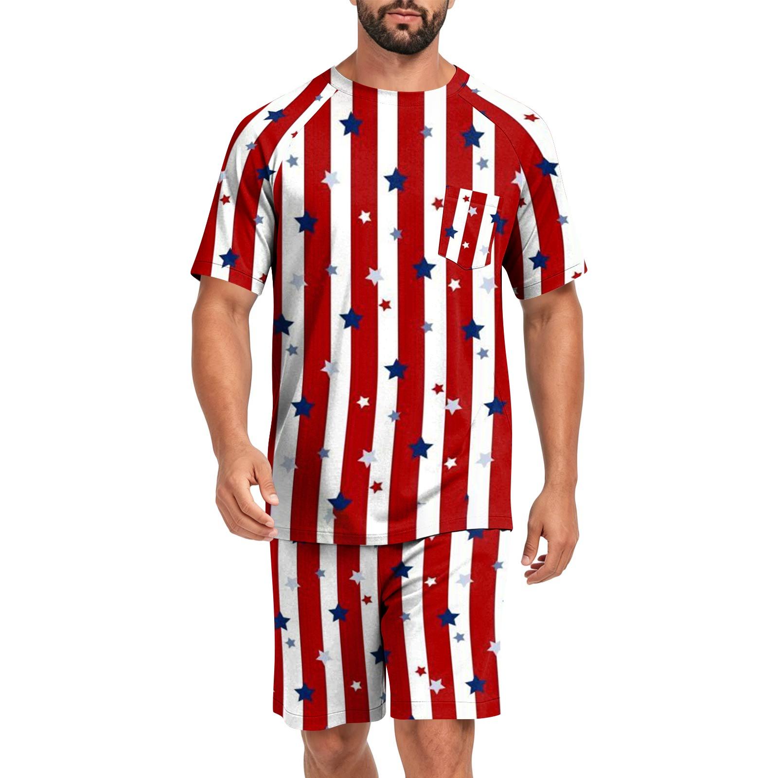 

Men s Summer Pajama Set Short Sleeve Top and Shorts Comfortable Soft Fabric Breathable Lightweight Homewear Sleepwear Set XL білий