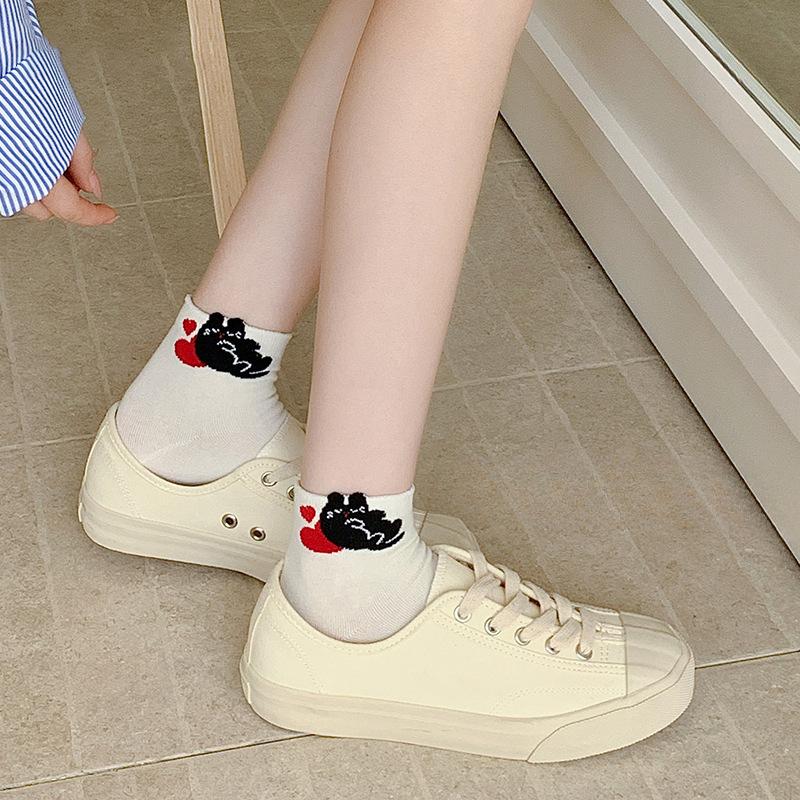 Cute Socks, Women's Spring and Autumn Short Socks, Cotton Socks, Cartoon Long Socks, Summer Thin Mid-calf Socks