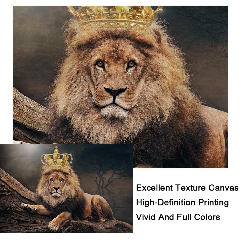 Afrikos Liūtas Karalius Karališka Karūna Drobės Plakatai ir Spaudiniai Meno Paveikslai su Laukiniais Gyvūnais Modernūs Sienų Paveikslai Namų Dekorui