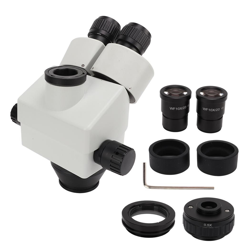 7X45X 3.5X45X Zoom Microscope Head with 0.5X+1X Object Lens High Resolution Trinocular Stereo Microscope Head