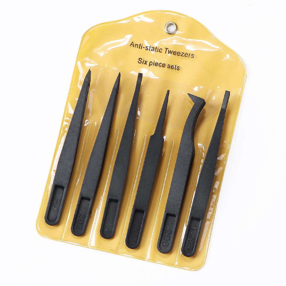 1/6 PCS Watch Repair Tool Kits Antistatic Carbon Fiber Tweezers Plastic Tweezers for Watchmaker Precision Accessory Installation