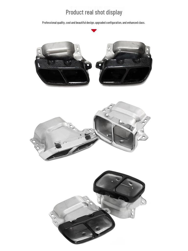 Compatible Exhaust Quad Square Tailpipe for Mercedes A-Class W176 CLA45, A200 260, GLA45
