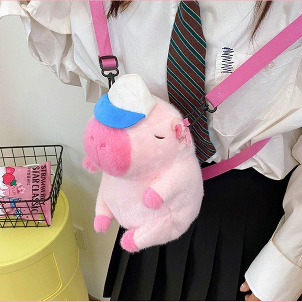 Capybara Cartoon Backpack Animals Students School Bag Sweet Capybara Plush Backpack  Outdoor