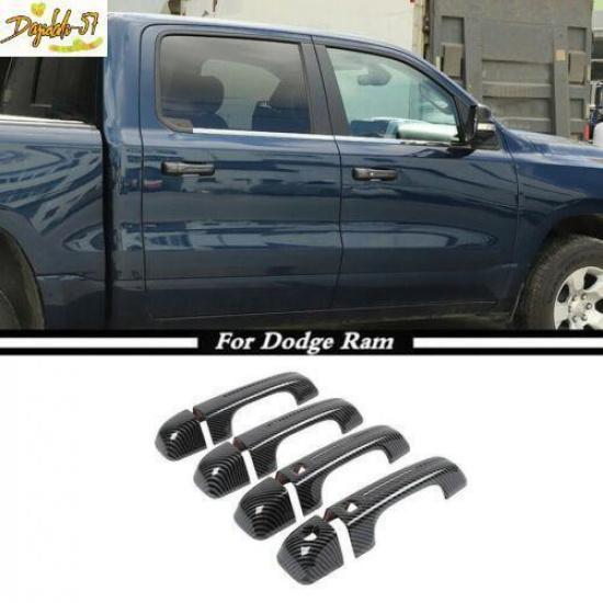 For -22 Dodge Ram 1500 ABS Carbon Fiber Look Car Door Handle Cover Trim 8PCS
