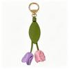 Tulip Pendant Leather Keychain - Flower Charm for Bags