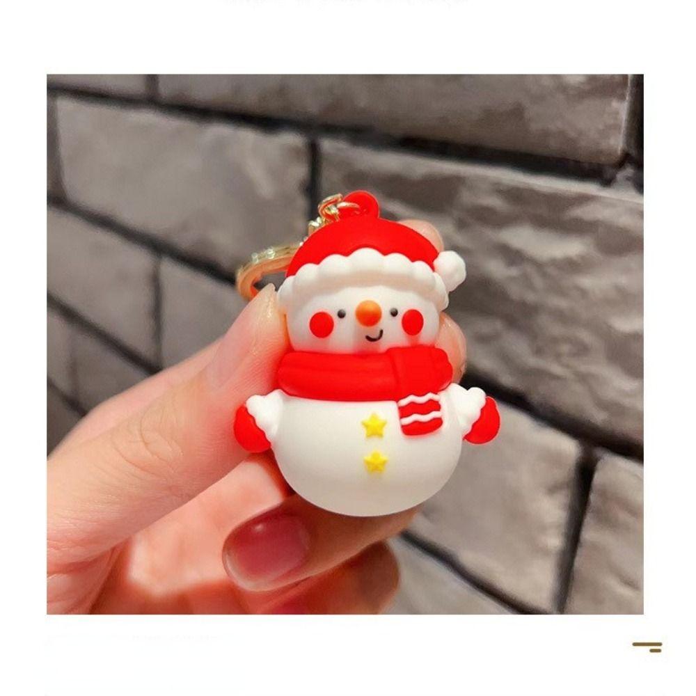 Santa Claus Key Holder 3D Doll Keychain Christmas Series Keychain Car Keys Ring New Year Keychain