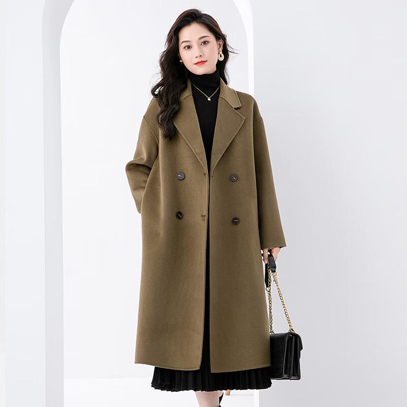 Fanzhen Women's 100% Wool Mid-Length Overcoat