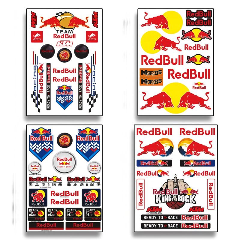 Motorcycle Stickers, Red Bull Events Sponsored Stickers, Plastic Helmet, Car Body, Homemade Decorative Waterproof Sunscreen Stickers Tank