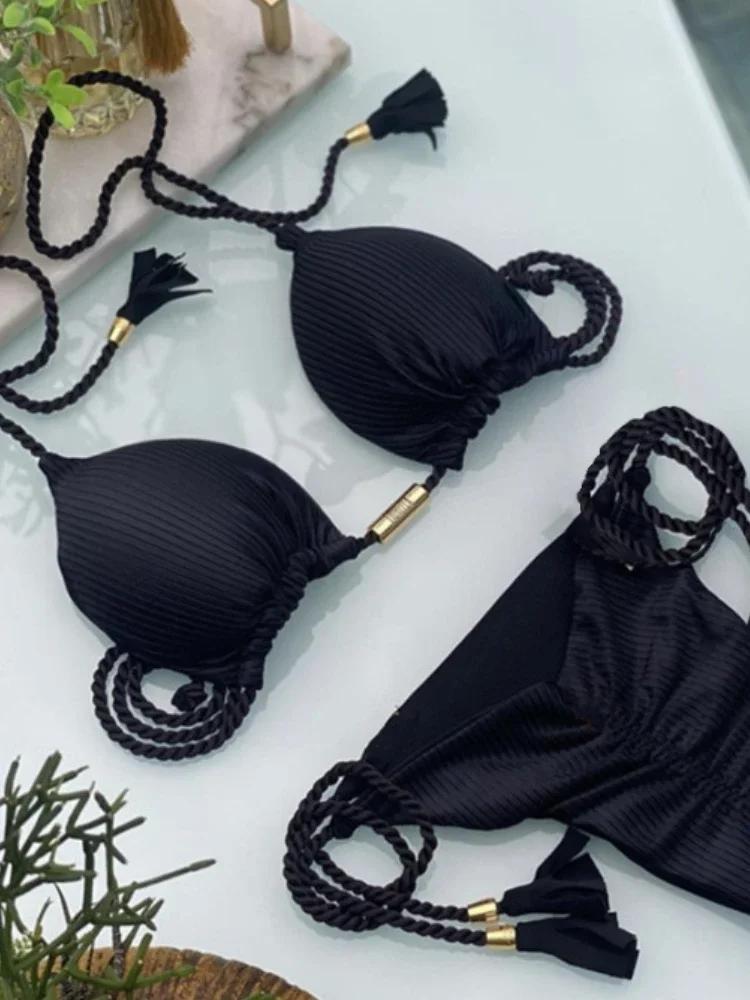 Swimwear Beach Vacation Outfits Thong Bikini Set Swimsuits Sexy Girl Bikinis Triangle Bandage Female Clothing Beachwear 2025