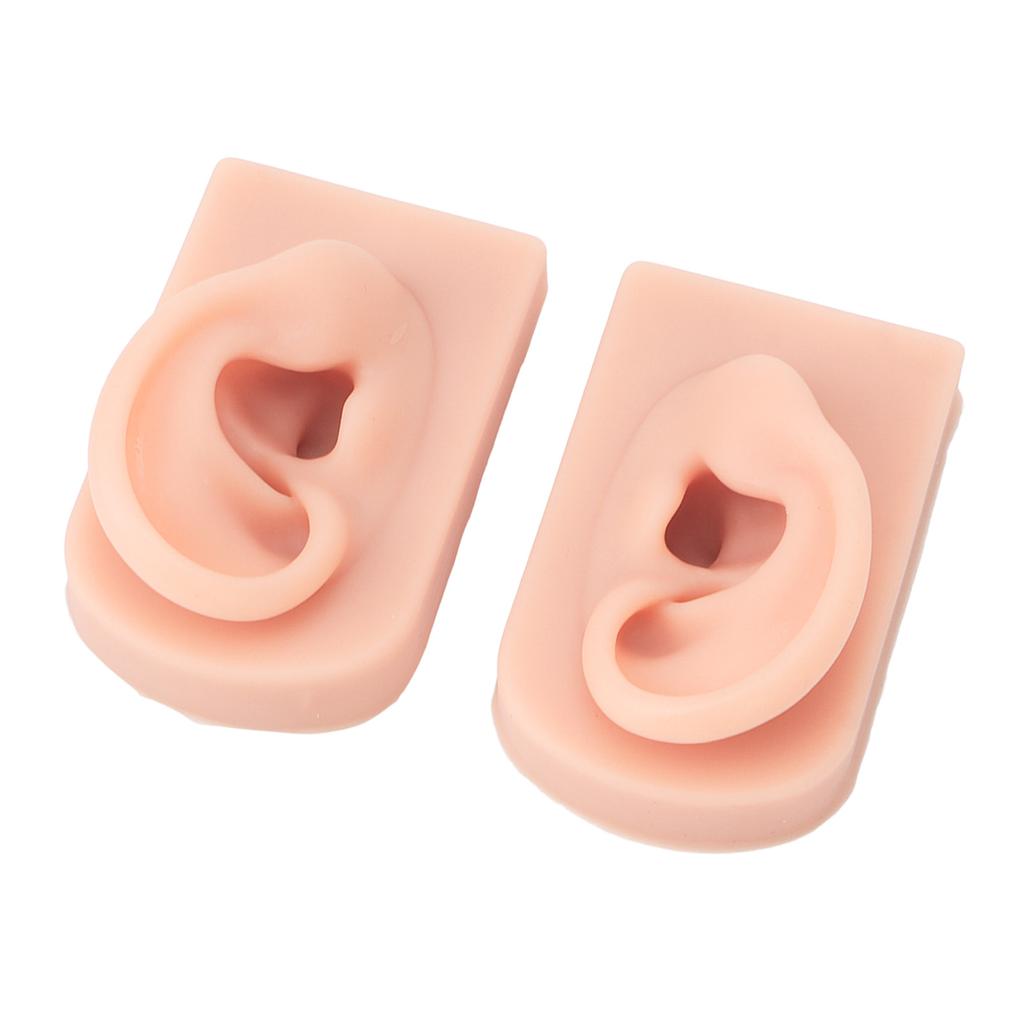 1 Pair Silicone Ear Model Flexible Soft Reusable Simulated Human Skin Silicone Piercing Model