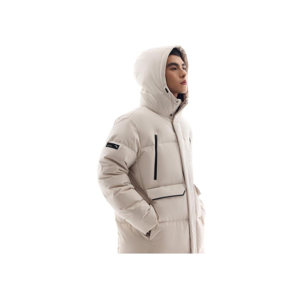 Anta Seria Outdoor Jednolity kolor Zapinana na zamek z kapturem Wygodna Oddychająca Średniej długości Kurtka puchowa Męska odzież wierzchnia Grzybowo-szara 952447920-1