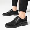 Fashion Autumn Men's Classic Black Lace Up Business Leather Shoes Fashionable and Comfortable Blok Carving Formal Business Leather Shoes