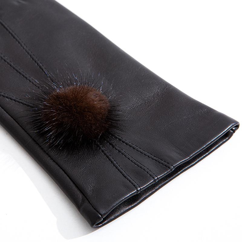 Genuine Leather Gloves Winter Women's Warm Gloves  Outdoor Sheepskin Gloves  Fleece Thickened Gloves