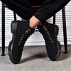 Fashion Men's Autumn Winter Hight-Top Cotton-Padded Shoes Velvet Warm Durable Haed-wearing Shock Absorption Lace Up Shoes