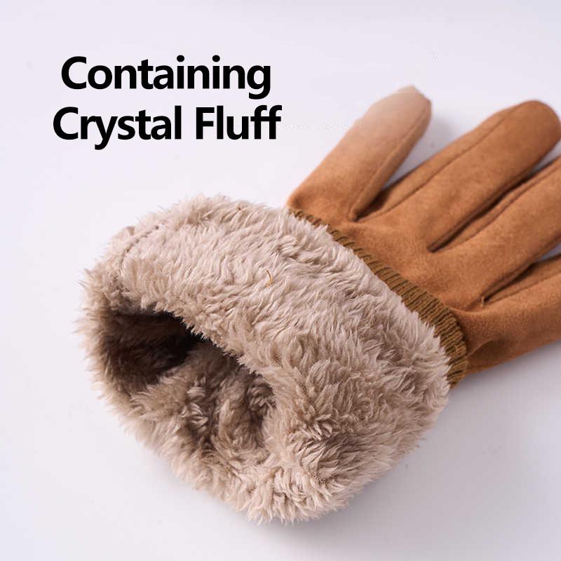 Suede Cycling Gloves for Men Winter Thick Gloves Hiking Polyester Touch Screen Warm Fluffy Motorcycle Soft Delivery Riders Glove