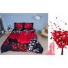 3D Oil Red Rose Bedding Sets 100% Cotton King Queen Size Red Rose Duvet Cover Sets,Queen/Full Size with 2 Pillowcases