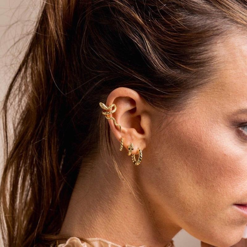 Dainty Clip On Snake Earrings Personality Animal Ear Clips Jewelry Fashion Punk Studs Earrings Snake Shaped Earring