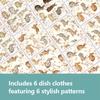 6PCS Cleaning Dishcloths Reusable Kitchen Dish Towels Rabbit Pattern Dishcloth Absorbent Lint Free Cloth Washable Duster Rags Tea Towels