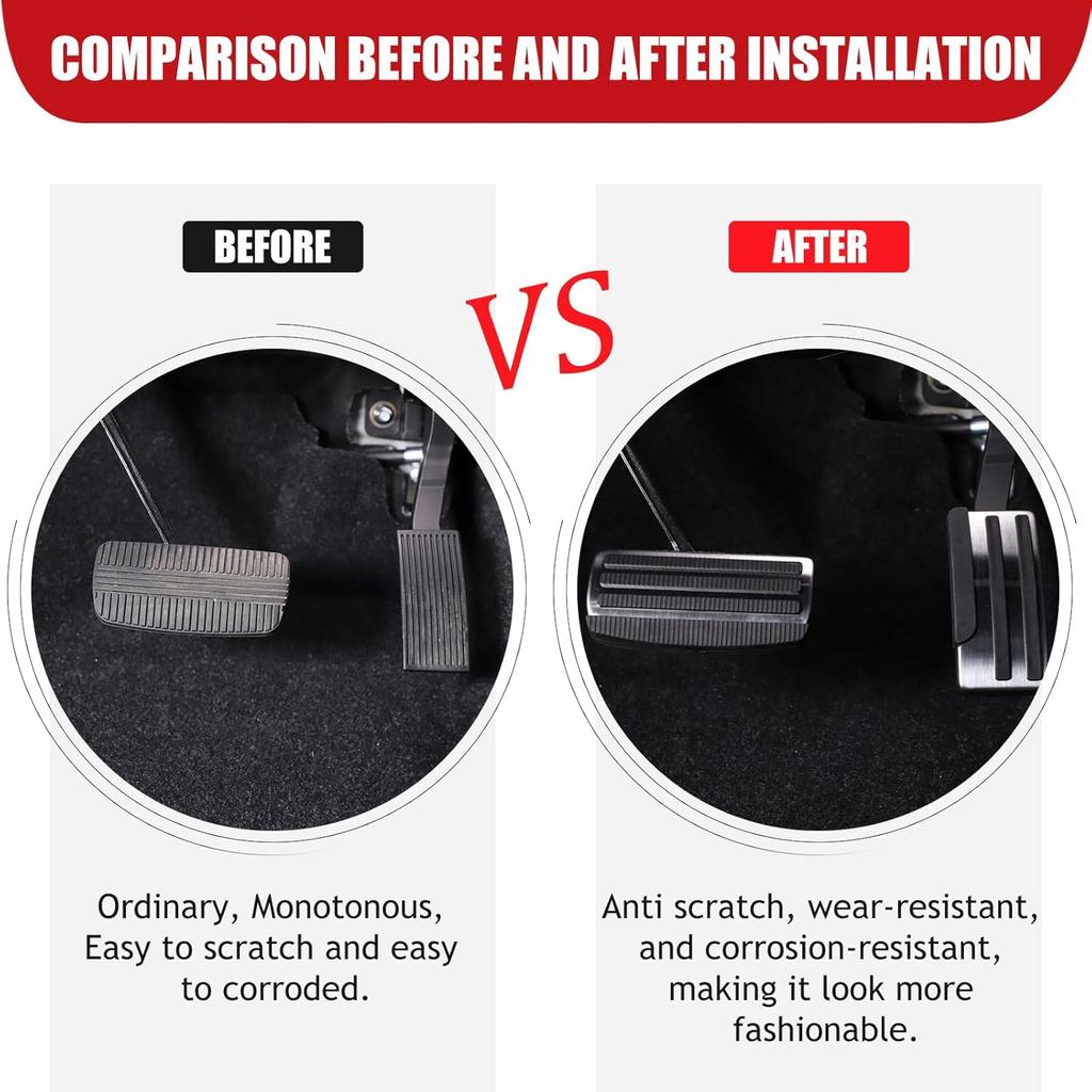 Gas Accelerator Pedal Covers Compatible with Nissan Frontier 2022-2024 Stainless Steel Throttle Brake Pedal Cover Anti-Slip No Drilling Brake Foot