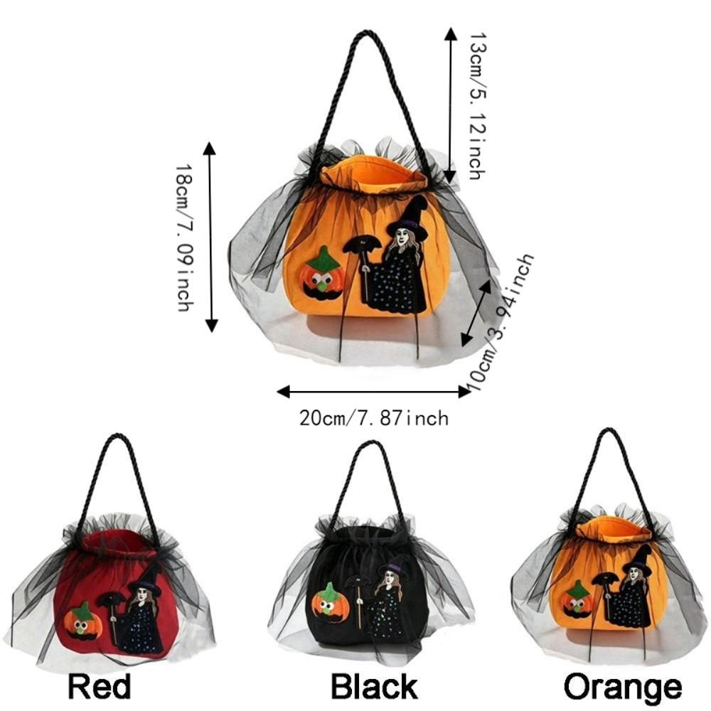 Non-woven Witch Pumpkin Treat Pouch Hand‑held Snack Storage Bag  Trick Or Treat