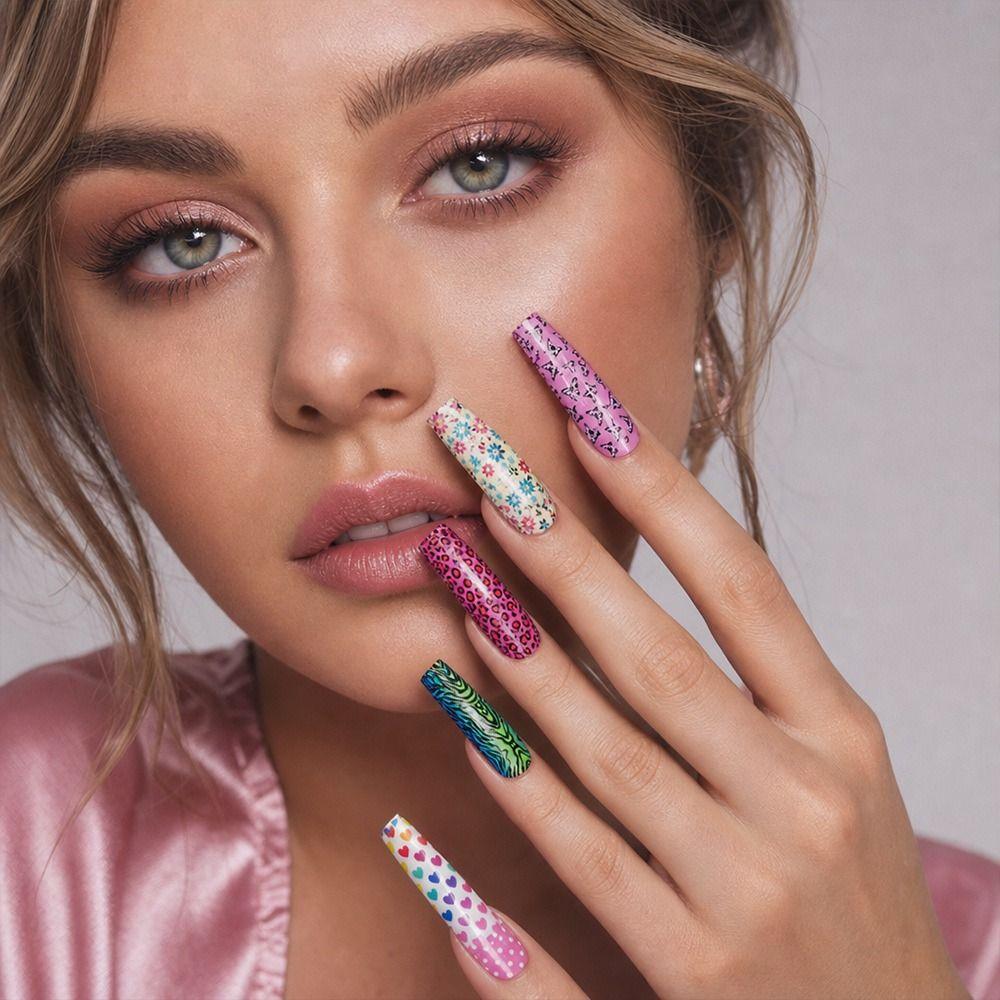 Flower Nail Stickers Leopard Print Nail Decals Professional Nail Art Stickers  Manicure DIY