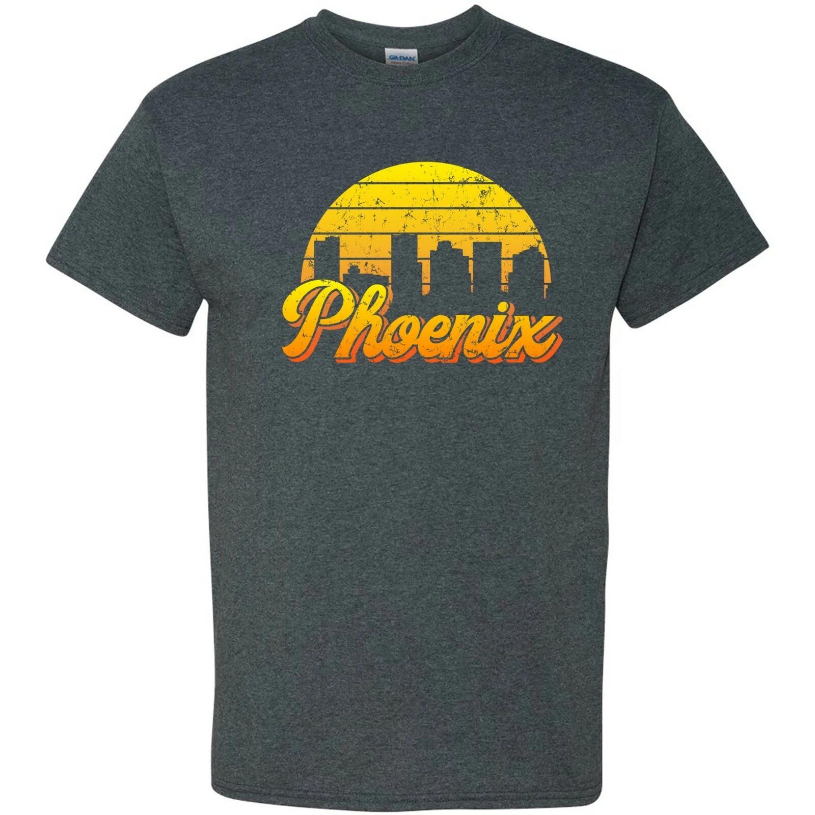 Phoenix AZ Retro Skyline Sunset - Home State Pride Summer T Shirt - Dark Heather S