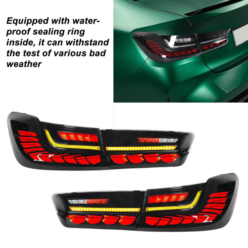 GTS LED Style LED Tail Lights Dynamic Turn Signal for 3 Series G20 M3 G80 2019 to 2023 Black Red