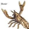 Unique Desktop Decoration Brass Lobster Figurine, Multifunctional Ornament for Tea Pet Lid Rest Brush Desk Organizer Pens And Brushes Holder