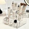 1pc Transparent Portable Three Compartment Cosmetic Storage Box Desktop Dresser Large Capacity Skin Care Perfume Display Rack 2026