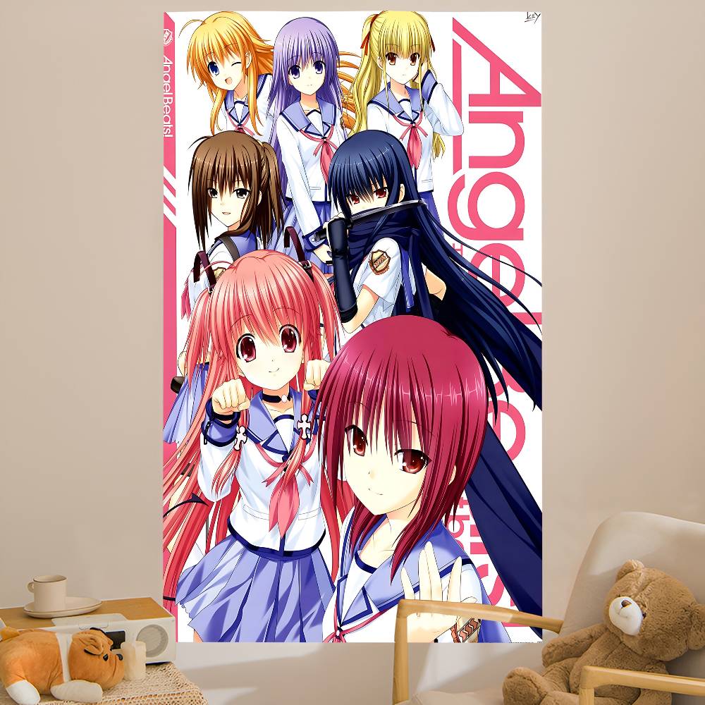 Angel Beats CARTOON Tapestry Art Printing Japanese Wall Tapestry Anime Wall Hanging Home Decor