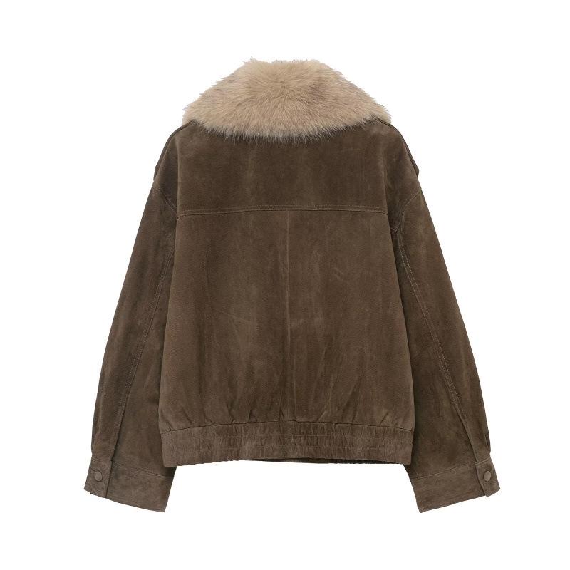 European & American Women's Faux Fur Suede Jacket Coat