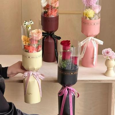 10 Pieces Transparent Single Flower Wrapping Bags Waterproof Flower Wrapping Paper  Valentine's Day