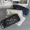 Kawaii Cute Cat Plaid Pencil Case Zipper Pen Pouch Aesthetic Stationery Bag for School Office Student Back To School