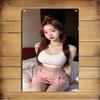Hisun Tin Sign HD Metal Tin Sign Cute Asian Girl Bedroom Portrait Vintage Wall Art Decor for Home Bar Cafe Garage Retro Metal Poster Plaque Gi