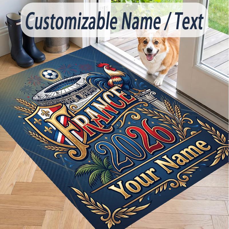 Custom Text Printed Rug France national football team Non Slip Floor Carpet For Home Room Decor