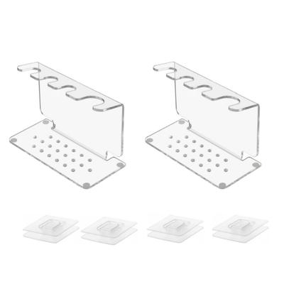 2Pcs Clear Shaving Planner Modern Acrylic Cutlery Stand Durable Countertop Bathroom Shelf for Grooming Tools