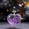 Natural Stone Bottle Necklace For Girls Creative Gift Broken Stone Jewelry Healing Crystal Stone Heart Pendant Love Glass Bottle