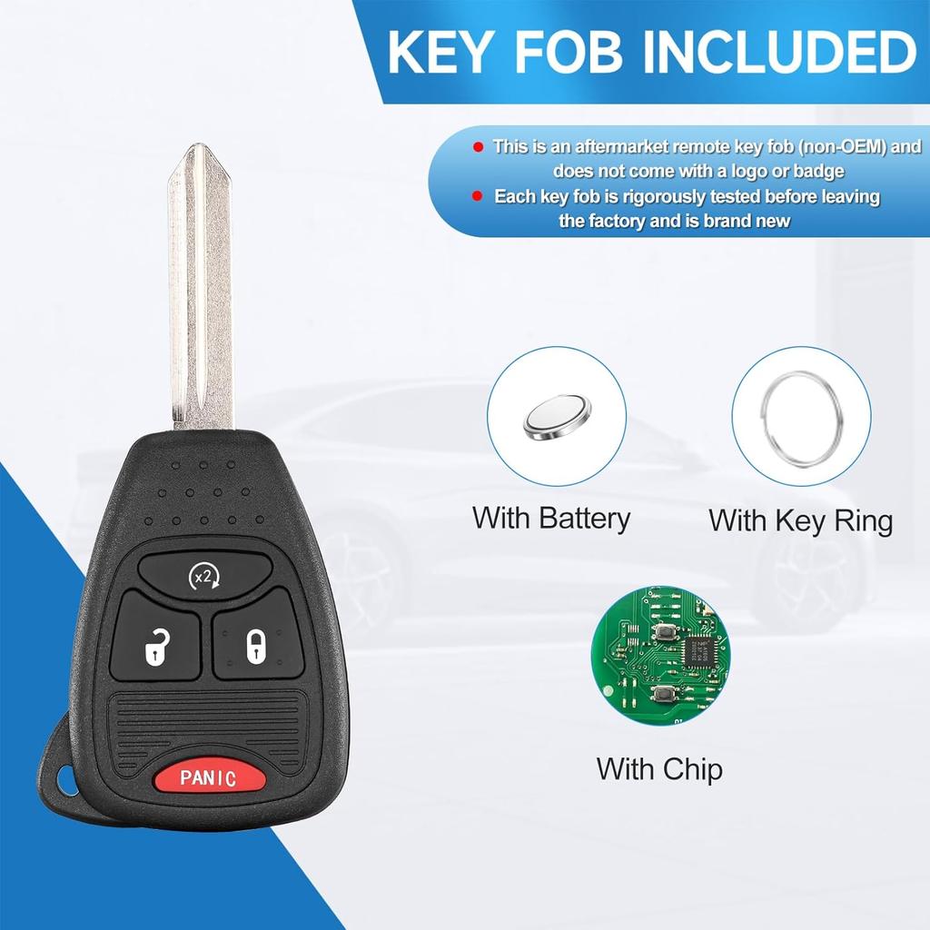Key Fob Replacement Fits for Jeep Wrangler 2009 2010 2011 2012 2013 2014 2015 2016 2017 2018 Compass Patriot 2010-2017 Car Keyless Entry Remote