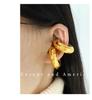 Stylish Gold-Plated Textured Ear Cuff for Women - Titanium Steel, Non-Pierced, Elegant Office Accessory